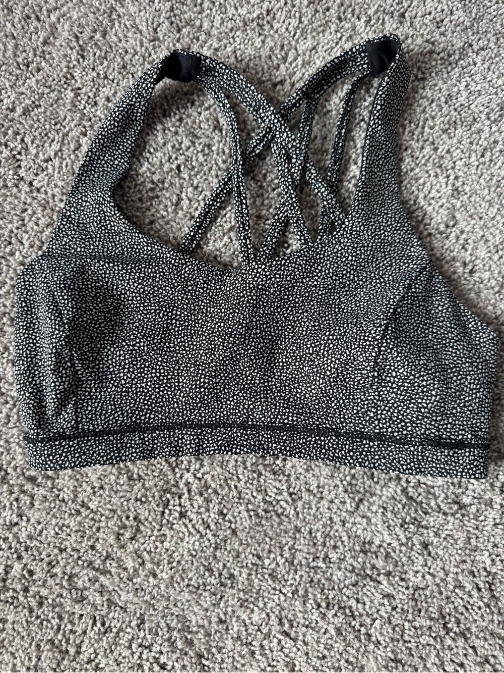 Lululemon Black & White Speckle Strappy Sports Bra